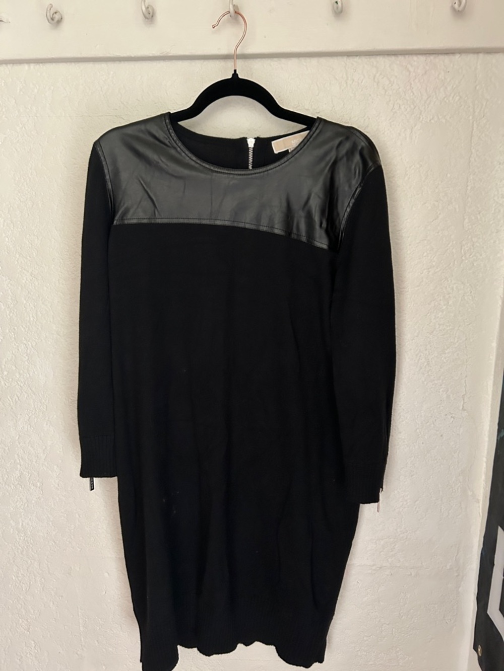 MICHAEL Michael Kors Black Dress with Faux Leather Accents
